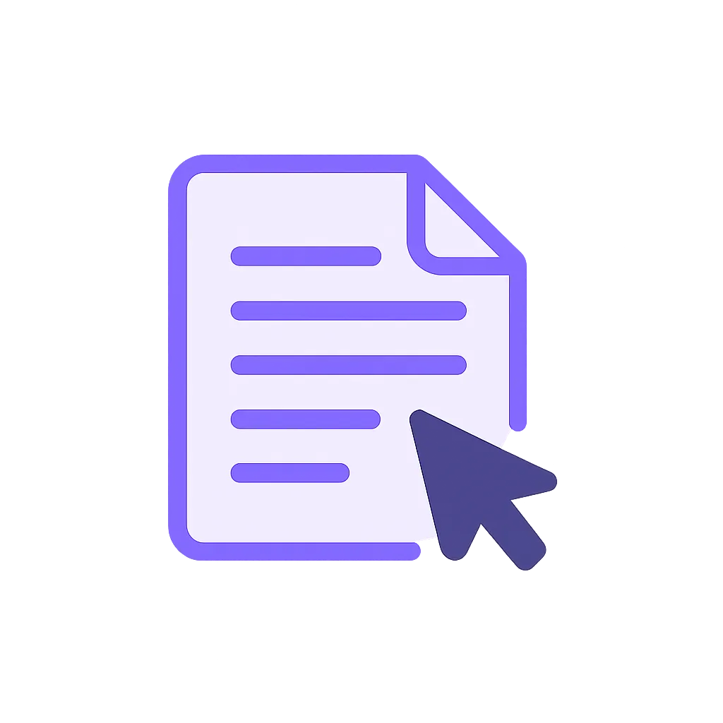 Icon showing a simple document sheet representing choosing a document type.