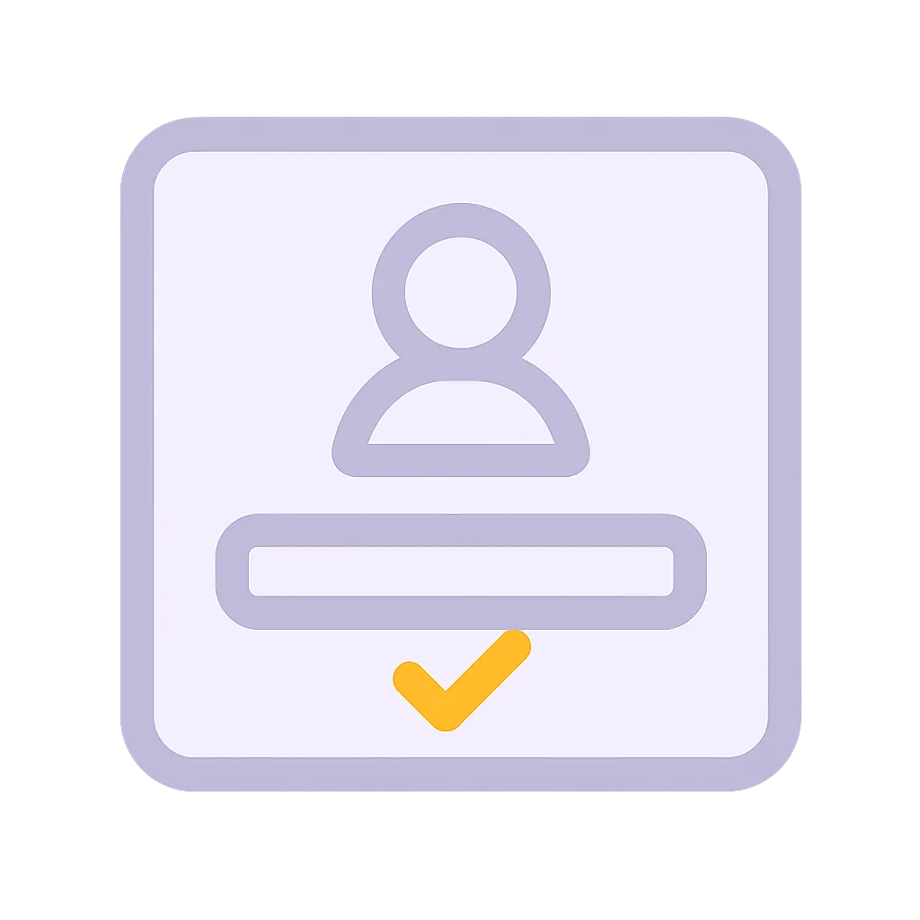 Flat purple icon showing a simple form with input fields, representing entering details.